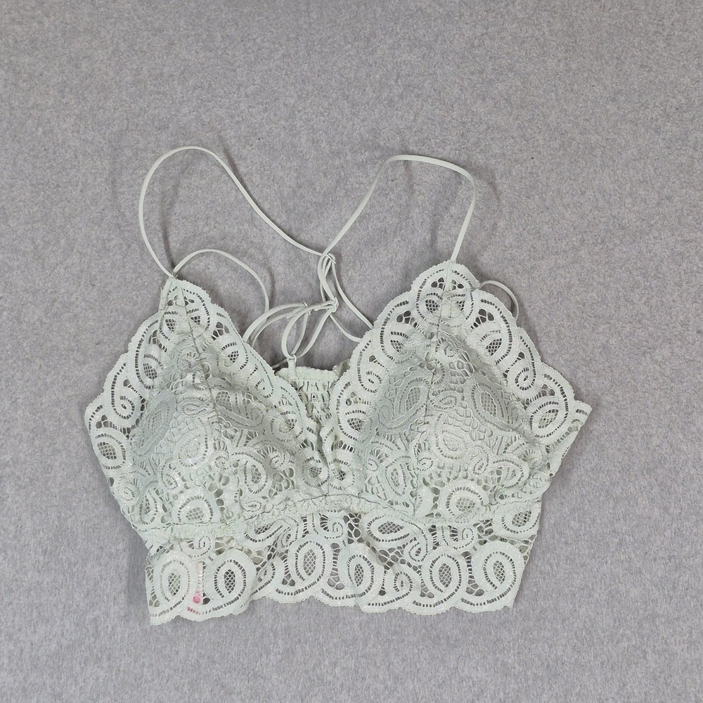 Victoria's Secret PINK Women Bra XL Mint Adjustable Strap Bralette Wireless Lace